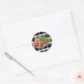 20 - 1.5 Envelopzegel XMAS Truck Buffel Plaid Ronde Sticker (Envelop)