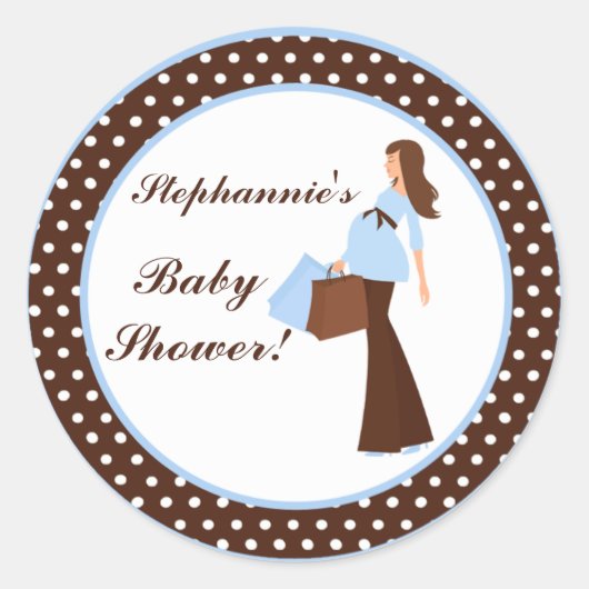 20 - 1,5" Favor Stickers Blauw Mod Moeder Polka Do (Voorkant)