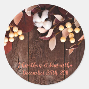 20 - 1,5" Favor Stickers Cotton Branch op Dark Wo