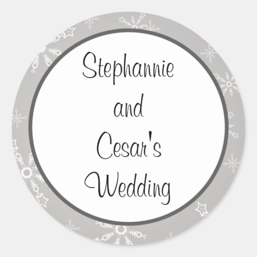 20 - 1,5" Favor Stickers Gris Snowflakes (Devant)