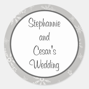 20 - 1,5" Favor Stickers Gris Snowflakes