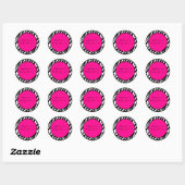 20 - 1,5" Favor Stickers Hot Pink Zebra Print (Vel)