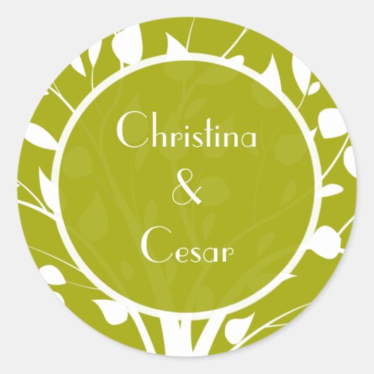 20 - 1,5" Favor Stickers Modern groen / wit (Voorkant)