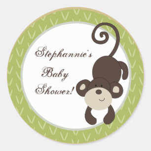 20 - 1,5" Favor Stickers Monkey Time Zoo Animal
