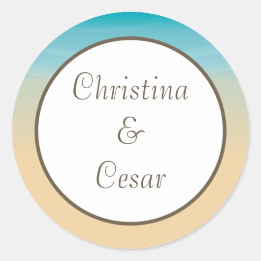 20 - 1,5" Favor Stickers Ocean Beach Shore Seashel (Voorkant)