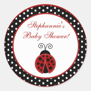 20 - 1,5" Favor Stickers Red Ladybug