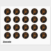 20 - 1,5" Favor Stickers Sweet 16 Orange (Feuille)