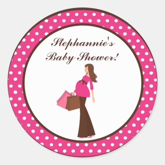 20 - 1.5" Favoriete Stickers Roze Mod Mom Polka Do (Voorkant)