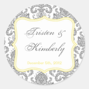 20 - 1,5" Favour Stickers Gris Jaune Damas Lace