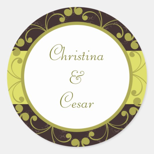 20 - 1,5" Favour Stickers Light/Olive Green Chande (Devant)