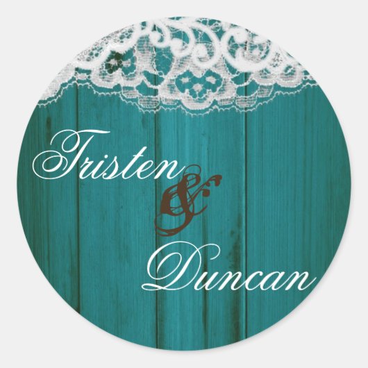 20 - 1.5"gunst Stickers verstrooid Blauwgroen hout (Voorkant)