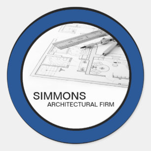 20 - 1,5-inch Blue Architectural Business-Stickers Ronde Sticker