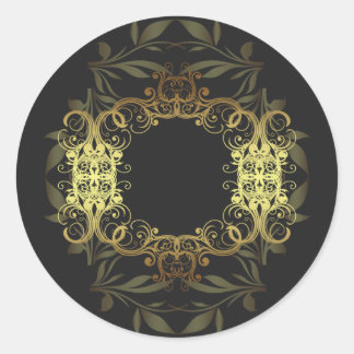 20 - 1,5-inch Envelope Gold en Black Damask Ronde Sticker