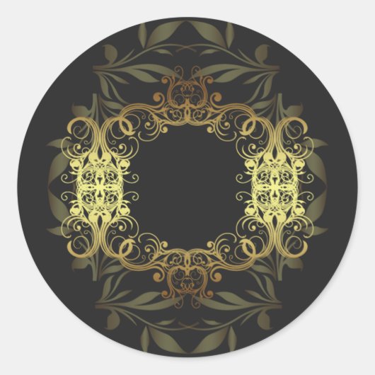 20 - 1,5-inch Envelope Gold en Black Damask Ronde Sticker (Voorkant)
