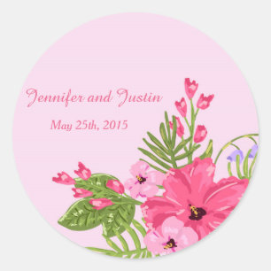 20 - 1,5-inch enveloppen bezinksel Hibiscus Hawaii Ronde Sticker