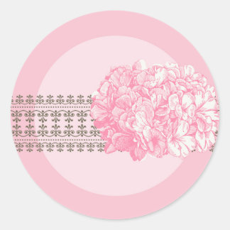 20 - 1,5-inch enveloppen Roze hydrangea Ronde Sticker
