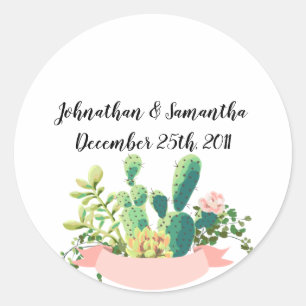 20 - 1.5"Stickers Bohemian Cactus Succulen Ronde Sticker