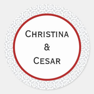 20 - 1,5" Stickers Favor Gris Rouge Formal Print
