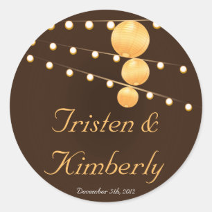 20 - 1.5"Stickers Papieren lantaarns op Bruin Ronde Sticker