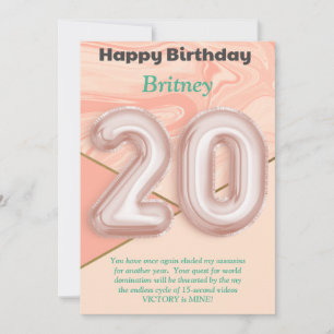 20 ans filles Bonne carte d'anniversaire