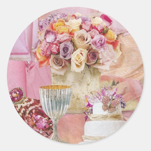 20 autocollants dans les tons rose (Devant)