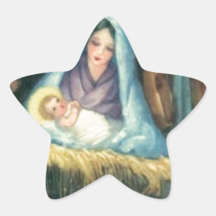 20 autocollants étoile Marie et Jésus