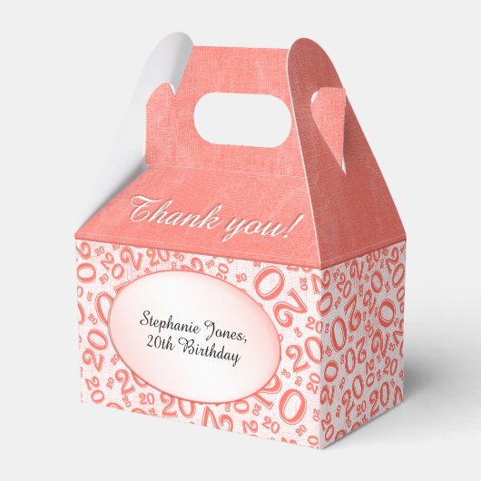 20 Birthday Dank u het Willekeurige Patroon Koraal Bedankdoosjes (Voorkant Zijde)