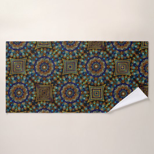20 Blauw en Goud Mandala Badhanddoek (Badhanddoek)