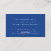 20 Carte de visite professionnel moderne bleu roya (Dos)
