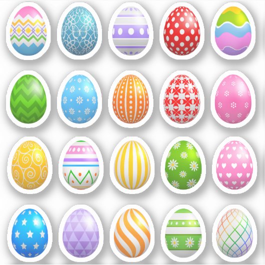 20 Colorful Easter Eggs Scrapbook-Stickers Sticker (Voorkant)