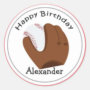20  Cupcake Toppers Baseball Glove Ronde Sticker