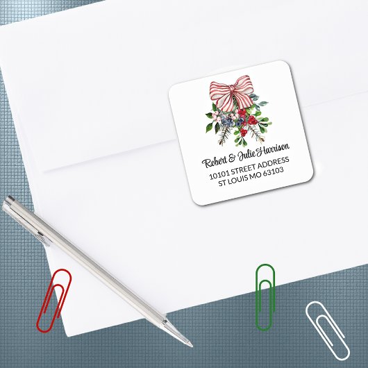 20 Cute Christmas Bouquet Return Address Sticker
