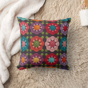 20 Daisy Bloem Kussenhoes - Zwart Decoratief Kussen