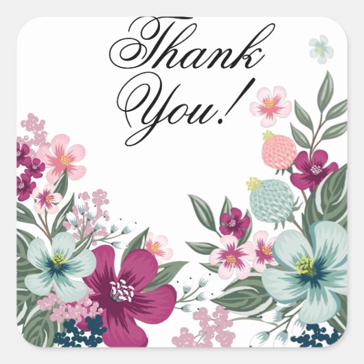 20 Dank u Stickers Tropische bloemen op wit (Voorkant)