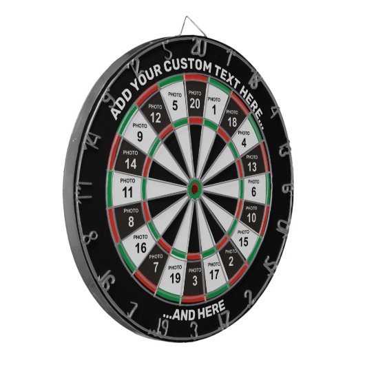 20 dartboard met aangepaste tekst voor foto's dartbord (Voorkant Links)