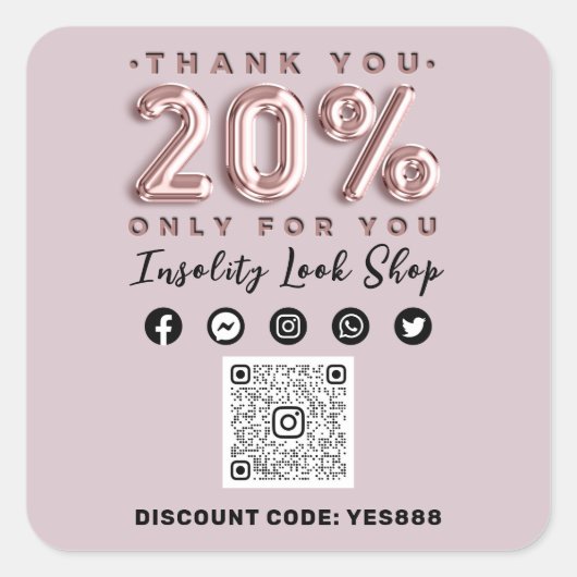 20% de réduction Code Sticker QR CODE THANk ROSE (Devant)