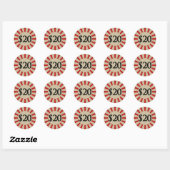 $20 (Dollar) Rond Glanzend Prijs Label (Vel)
