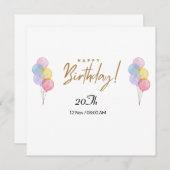 20 E Carte Anniversaire (Devant / Derrière)