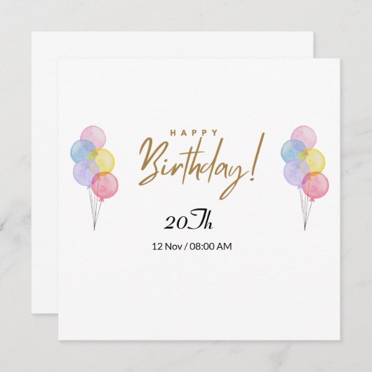 20 E Carte Anniversaire (Devant / Derrière)