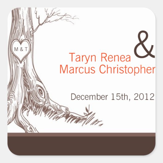 20 Favoriete Stickers Herfst Boom Initiaal Carving (Voorkant)