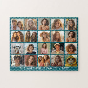 20 Foto Collage Blauw met Witte Tekst Legpuzzel
