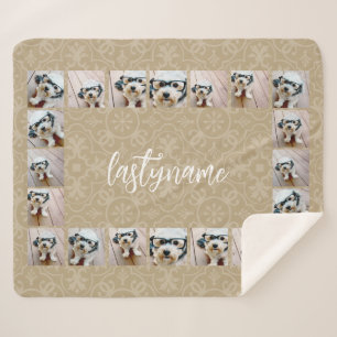 20 Foto Collage met moderne naam van patroonscript Sherpa Deken