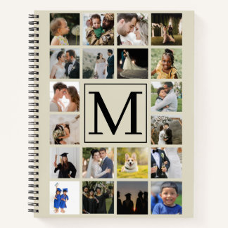 20 foto collage Zwart Biege Patroon Familie Noteb Notitieboek