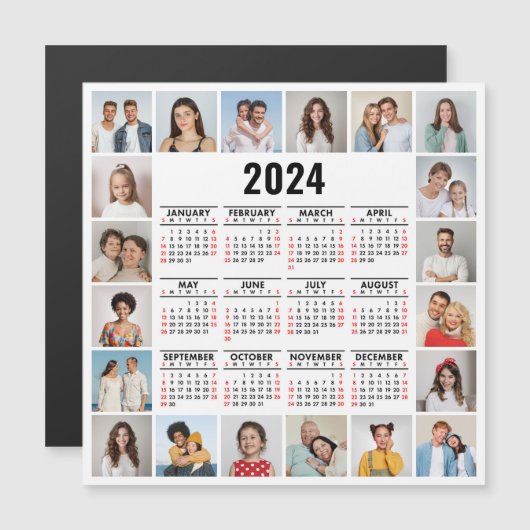 20 Fotocollage 2024 Jaar in een oogopslag Kalender (Voorkant / Achterkant)