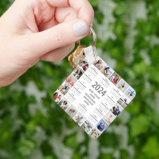 20 Fotocollage 2024 Jaar in een oogopslag Kalender Sleutelhanger (Hand)