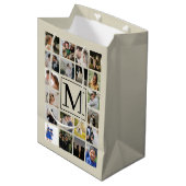 20 fotocollage Black Biege Pattern grootouders Medium Cadeauzakje (Voorkant Gekanteld)