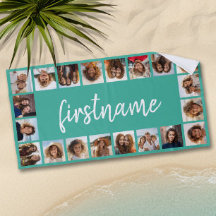 20 Fotocollage Kies uw kleur en voeg jouw naam toe Strandlaken