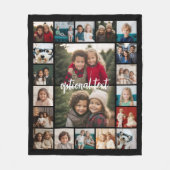 20 Fotocollage Optionele tekst — zwarte achtergron Fleece Deken (Voorkant)