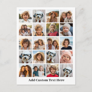 20 Fotocollage - Raster met tekst - wit Briefkaart