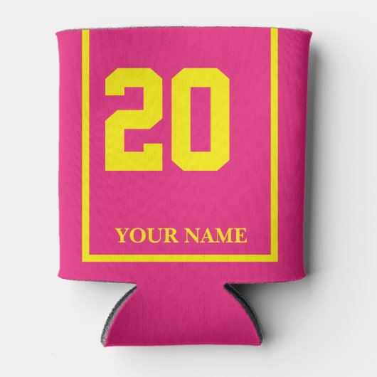 20 Fuchsia Roze Geel Paard Zadeldeken Custom Blikjeskoeler (Voorkant)